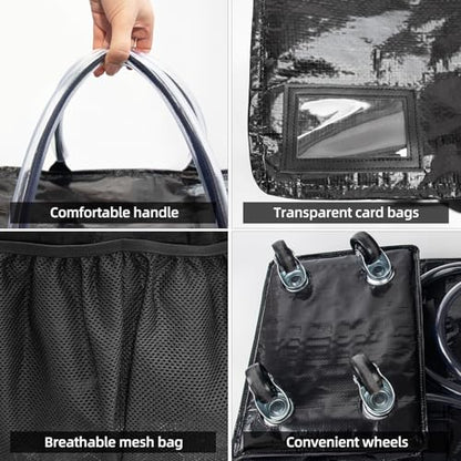 Reusable Grocery Bag with Wheels, Medium Black Rolling Tote - color: Black, size: Medium