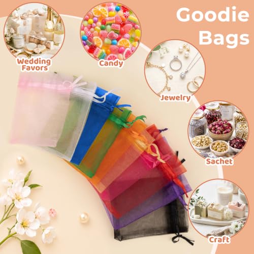 Crweety 50PCS Organza Bags 3x4 Ivory Small Gift Bags Mesh Drawstring - color: Ivory
