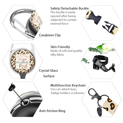 Giancomics Leopard Lanyards for ID Badges Holder Retractable Badge Reel - color: It's Fine