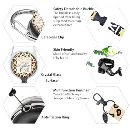 Giancomics Leopard Lanyards for ID Badges Holder Retractable Badge Reel - color: It's Fine