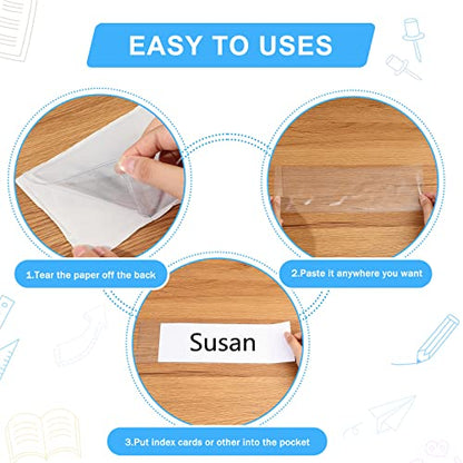 Chinco 30 Pcs Self Adhesive Clear Index Card Pockets,13.5 x 4.73 Inches - size: 13.5 x 4.73 Inches