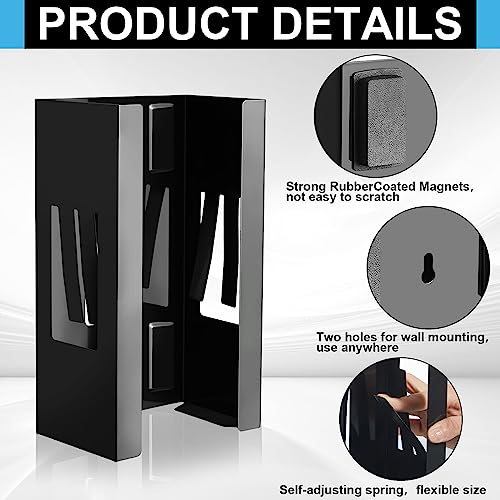 Lounsweer 2 Pcs Magnetic Glove Box Holder Wall Mount Dispenser, Black - color: Black