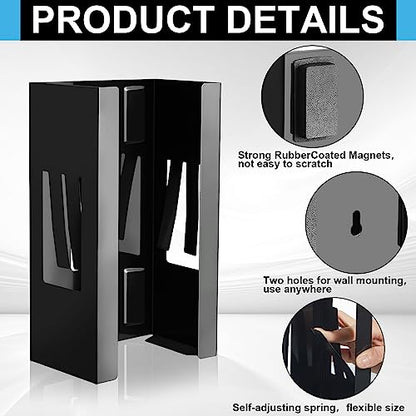 Lounsweer 2 Pcs Magnetic Glove Box Holder Wall Mount Dispenser, Black - color: Black