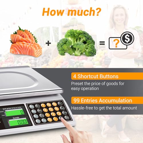 Price Computing Scale 66lb Digital Commercial Produce Scale - color: Stainless Steel Scale Pan-Large Size