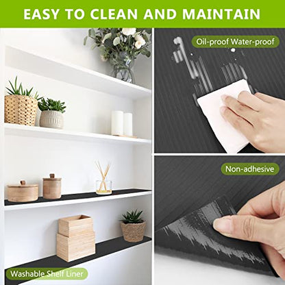Anze Shelf Drawer Liner for Kitchen Cabinets, Black, 17.5 x 78.7 in - color: Black, size: 17.5"W x 78.7"L