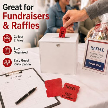 MAQIHAN Red Raffle Tickets Roll - 50/50 Double Raffle Tickets for Event - color: 200pcs Red