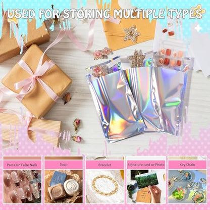 FUNFERY 7.9x11.8in Holographic Mylar Poly Mailers Self Sealing AdhesiveBag - color: Holographic Self Adhesive-100P, size: 7.9x11.8 inch