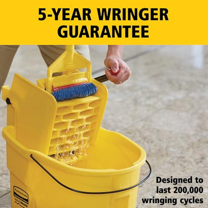 Rubbermaid Commercial Products WaveBrake 26 Qt. Side-Press Mop Bucket and Wringer Combo on Wheels, Yellow, for Professional/Industrial/Business Heavy-Duty Floor Cleaning/Mopping - size: 26 Qt.