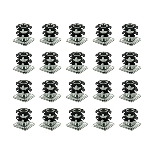 Outwater 1" Square Tube Caster Insert, 3/8-16 Thread, 20-Pack - size: 20 Pack