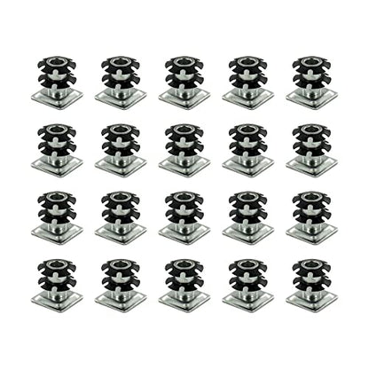 Outwater 1" Square Tube Caster Insert, 3/8-16 Thread, 20-Pack - size: 20 Pack