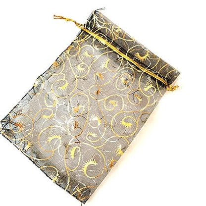 Stratalife Organza Bags with Drawstring 4"x6", 50PCS - color: 50pcs Eyelash Black 4x6