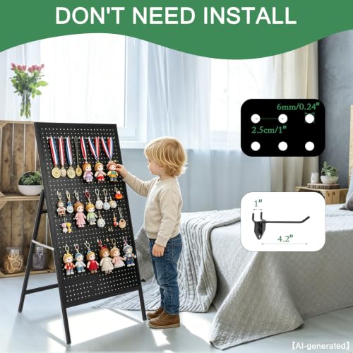 Eastern Tree Metal Pegboard Display Stand with 10 Hooks, Pegboard Panel Display, Standing Pegboard Panel, Peg Board Display Stand for Retail Display and Advent-1 Pack Black - size: 1 Pack Black