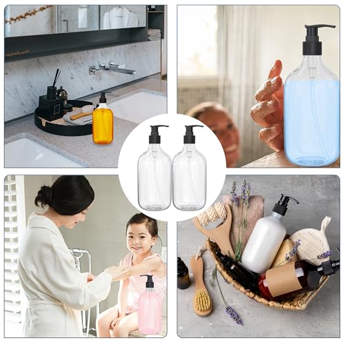 17 Ounce Clear Plastic Pump Bottle Dispenser for Essential Oil Lotion 2Pcs - size: 17 Ounce (Pack of 2)