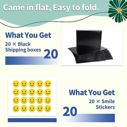 Rempry 12x9x4 Black Shipping Boxes 20 Pack, Large Cardboard Mailer Boxes for Small Business Shipping Packaging - color: Black, size: 12x9x4