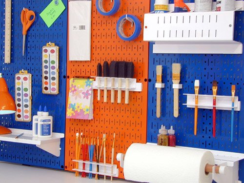 Wall Control Pegboard 32in x 16in Orange Metal Pegboard Tool Board Panel - color: Orange