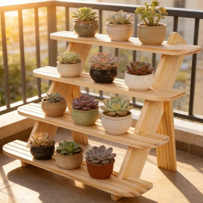 Wooden Display Stand, Tiered Cupcake Stand, 4 Tier Display Stand Riser - color: F-Natural