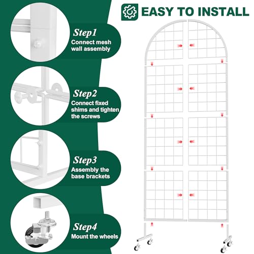 Aseem Metal Grid Wall Panels Display Stand White Movable 2x5.2FT, 1PCS - color: White, size: 5.2 FT