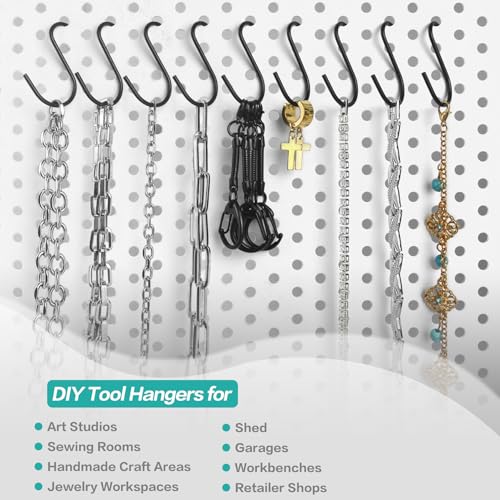 Small Pegboard J Hooks - 80pcs Metal Peg Board S Hangers for Tiny Holes - color: Black