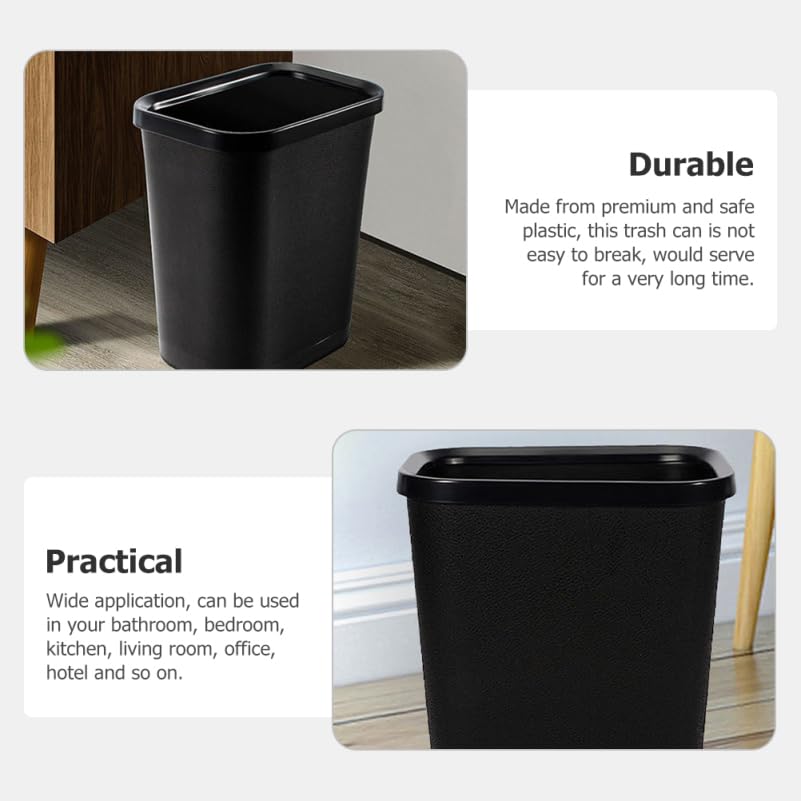 IMIKEYA Open Trash can Plastic Garbage can Wastebasket for Bathroom Bedroom Office Hotel 10.23 X 9.44 X 6.49 in Black - color: Black, size: 26X24CM