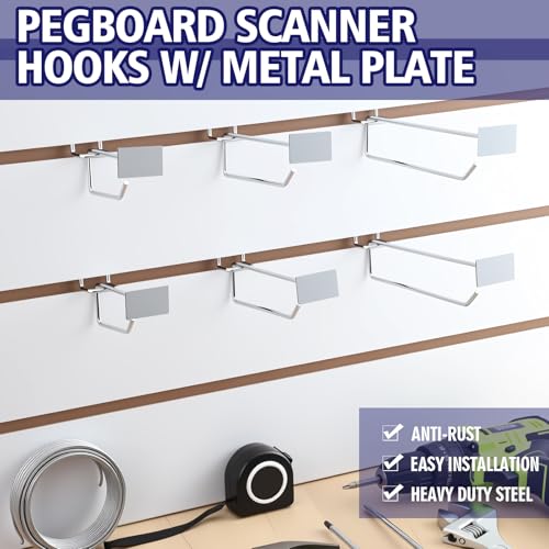 Zonon 50 Pack 8 Inch Metal Scan Hooks with Label Holder for 1/4" Pegboard - size: 8 Inch