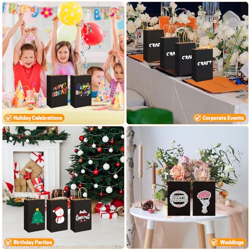BURVAGY 200P Black Small Paper Gift Bags with Handles Bulk Kraft Paper Bags - color: C-Black-200P