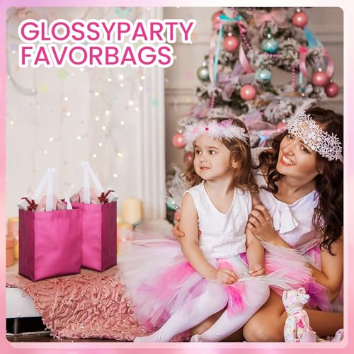 Eccliy 80 Pcs Reusable Gift Bags, Medium, Hot Pink - color: Hot Pink, size: Medium