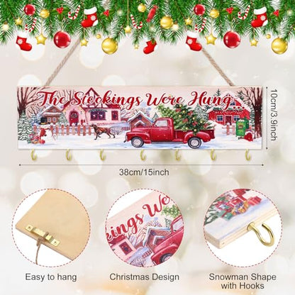 Maitys Christmas Stocking Holder with 7 Hangers Wooden Organizer, Truck - style: Truck