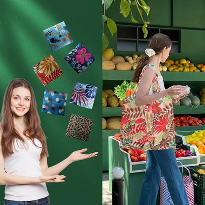 Foldable Reusable Shopping Bags,6 Pack Heavy Duty Tote for Grocery - color: 6pcs-stylea