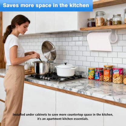 Paper Towel Holder Under Cabinet, Wall Mount, Stainless Steel, Silver - color: Silver