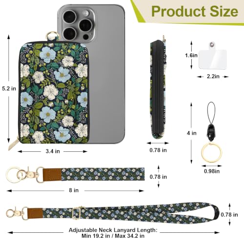 Blue Daisy Lanyard Wallet with ID Card Holder,Small Wallet for Women with Zipper Coin Pocket,Slim RFID Blocking ID Badge Holder Keychain,Travel Card Case with ID Window for Teacher Student Nurse Gifts - color: Blue White Daisy