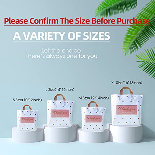 MLAFLY Thank You Bags - 50 Pack Plastic Bulk Merchandise Bags for Small Business, Retail, Parties, Favors & Goody Bags (Polka Dot - XLarge (16"x18")) - size: X-Large (Pack of 50)