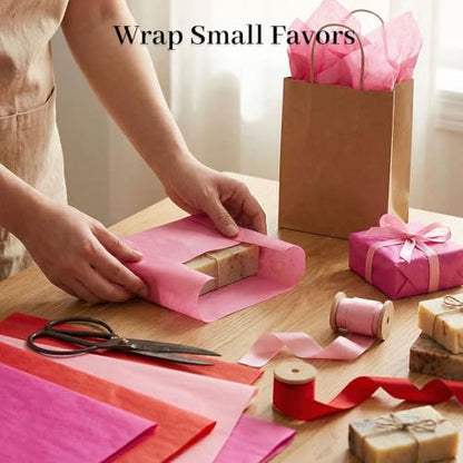 VGOODALL 450 Sheets Pink Red Tissue Paper, 6 Shades, 11.5 X 8 inches - color: Red