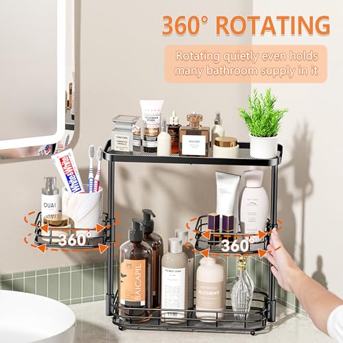 VITVITI 3 Tier Bathroom Organizer Countertop, Counter Storage Shelf, Black - color: 3 Tier Rotating Black