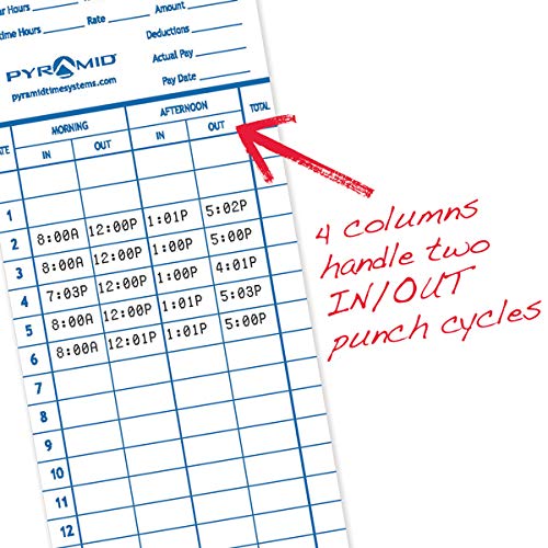 Pyramid Time Systems 42426 Double Sided Time Cards, Pack of 100
