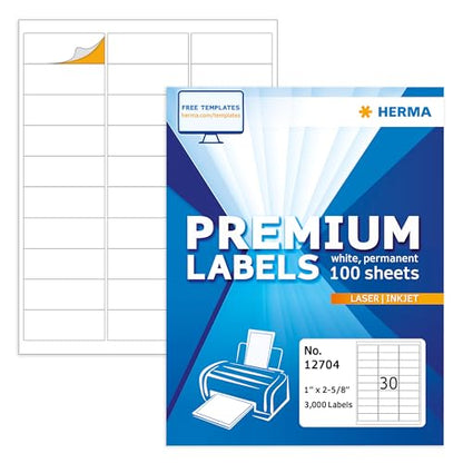 HERMA Printable Address Labels 1" x 2-5/8", 3000 Mailing Stickers, White - size: 1" x 2-5/8"