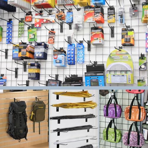 Gridwall Hooks 100 Pcs, 6 Inch Heavy Duty Display Hooks for Grid Wall Panels, Wire Gridwall Accessories for Retail Display Rack Hanging Storage (Black) - size: 6 Inch