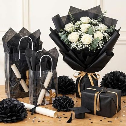 500 Sheets Halloween Black Tissue Paper Bulk 15 x 20 Inch for Gift Bags - color: Black, size: 15 x 20 Inch