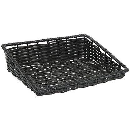 HUBERT Wicker Look Tapered Storage Basket, Rectangular Black- 15 1/2"L x 12"D x 1 1/2" to 4"H - color: Black, size: 15.5"Lx12"Dx1.5-4"H