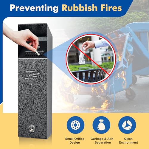 Wall Mounted Trash Can Outdoor Commercial Receptacles Container Disposal Outdoor Vertical Trash Can for Hotel Café Bar Shopping Centre Courtyard - size: Medium