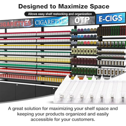 20-Pack 4 FT, 7N Spring-Loaded Shelf Pushers for 12-Inch Gondola Shelves – Weight Capacities Up to 13-to-18 OZ - size: 7N (13-to-18 OZ)