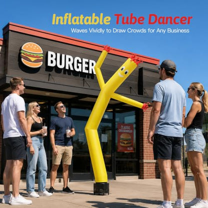 6ft Yellow Inflatable Waving Tube Man with Blower - color: Yellow