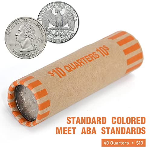 LLIKED 72 PCS Preformed Quarter Coin Wrappers Rolls - size: 72 Quarters Coin Rolls