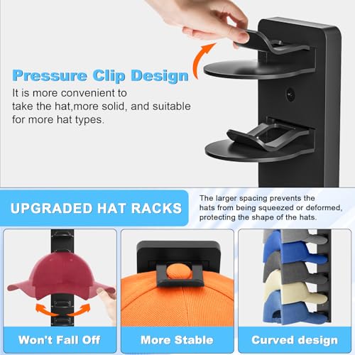 Eiito Hat Organizer for Baseball Caps, 2 Pack - color: Black