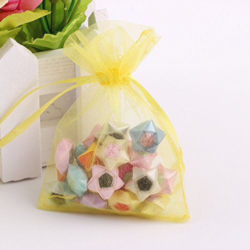 Wudygirl 100 PCS Organza Bags 4"x6" Gift Bags with Drawstring Yellow - color: Yellow, size: 4x6 IN