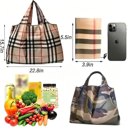 Large Capacity Unisex Tote Bag,Foldable Tote Nylon Reusable Grocery Bags,with Camouflage Pattern for Shopping,Travel,Camping - color: Yellow Bee