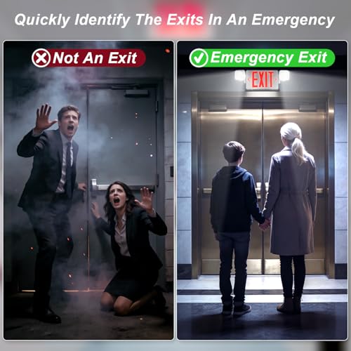 Red LED Combo Exit Sign Emergency Light 1-Pack, UL Listed Battery Backup