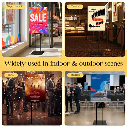 2 Pack Heavy Duty Adjustable Pedestal Sign Holder, 83" Poster Stand(Black) - color: Black
