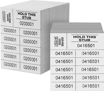 Auction Tickets - 1000 Sheets - 10 Numbers per Sheet (White) - color: White