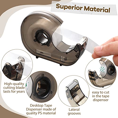 Sabary 50 Pcs Tape Dispenser Handheld Transparent Refillable, Black - color: Black