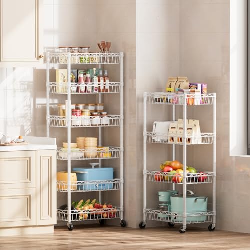 SINGAYE 6 Tier Shelf Wire Shelving Adjustable Storage Shelves Basket Rack - color: White, size: 6-Tier[17"Dx12"Wx63"H]